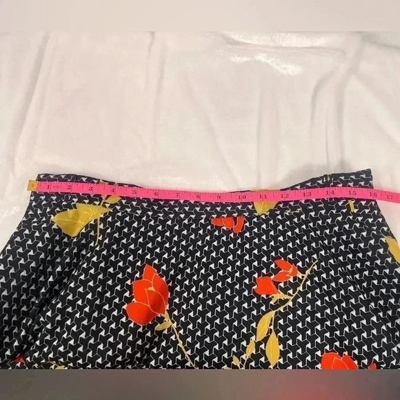 ModCloth A Line Midi Skirt Womens XL Black Floral Geometric Pockets - Picture 8 of 10